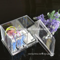 Wholesale crystal jewelry makeup case cover lid acrylic cosmetic organizer palstic cosmetic case